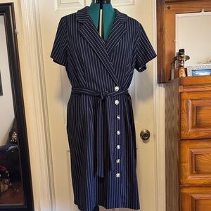 Shelby & Palmer Striped Button-Down Midi Dress